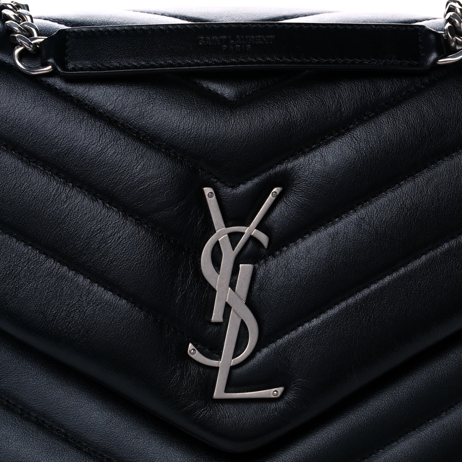 Saint Laurent Calfskin Y Quilted Monogram Medium Loulou Chain Satchel Black 9 of 12