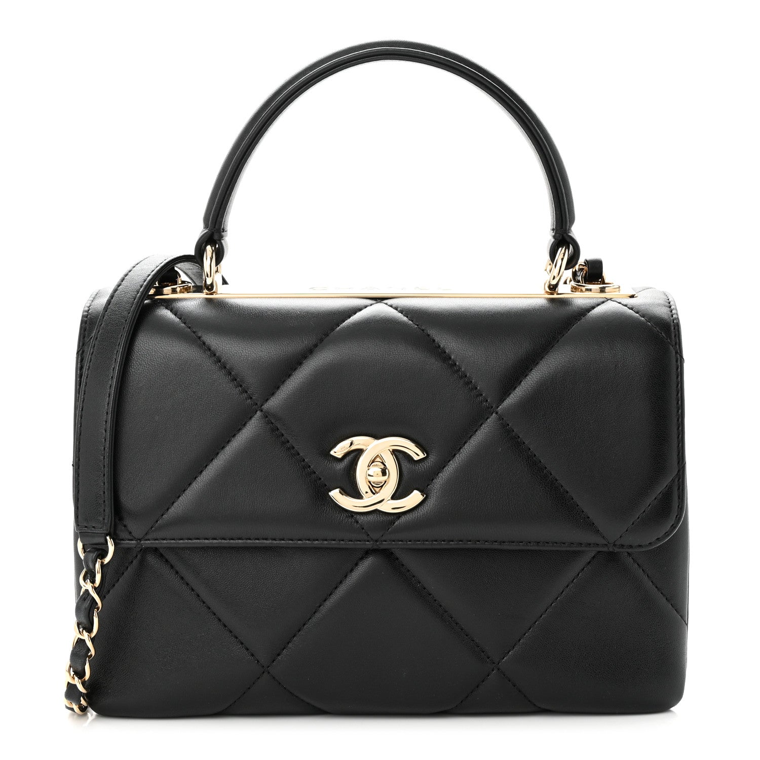 Chanel Lambskin Quilted Small Trendy CC Top Handle Flap Black 1 of 10