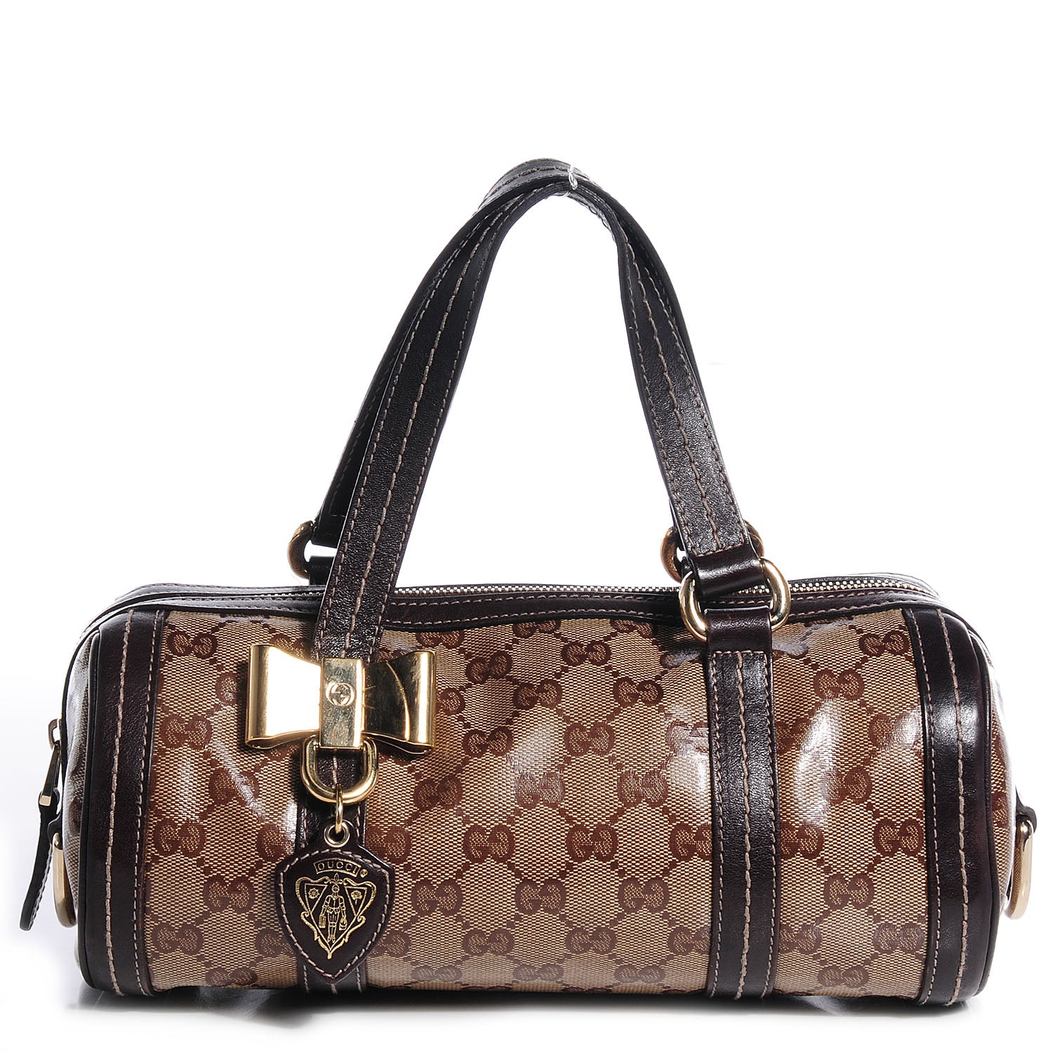 Gucci Crystal Monogram Duchessa Small Boston Bag Brown 1 of 7