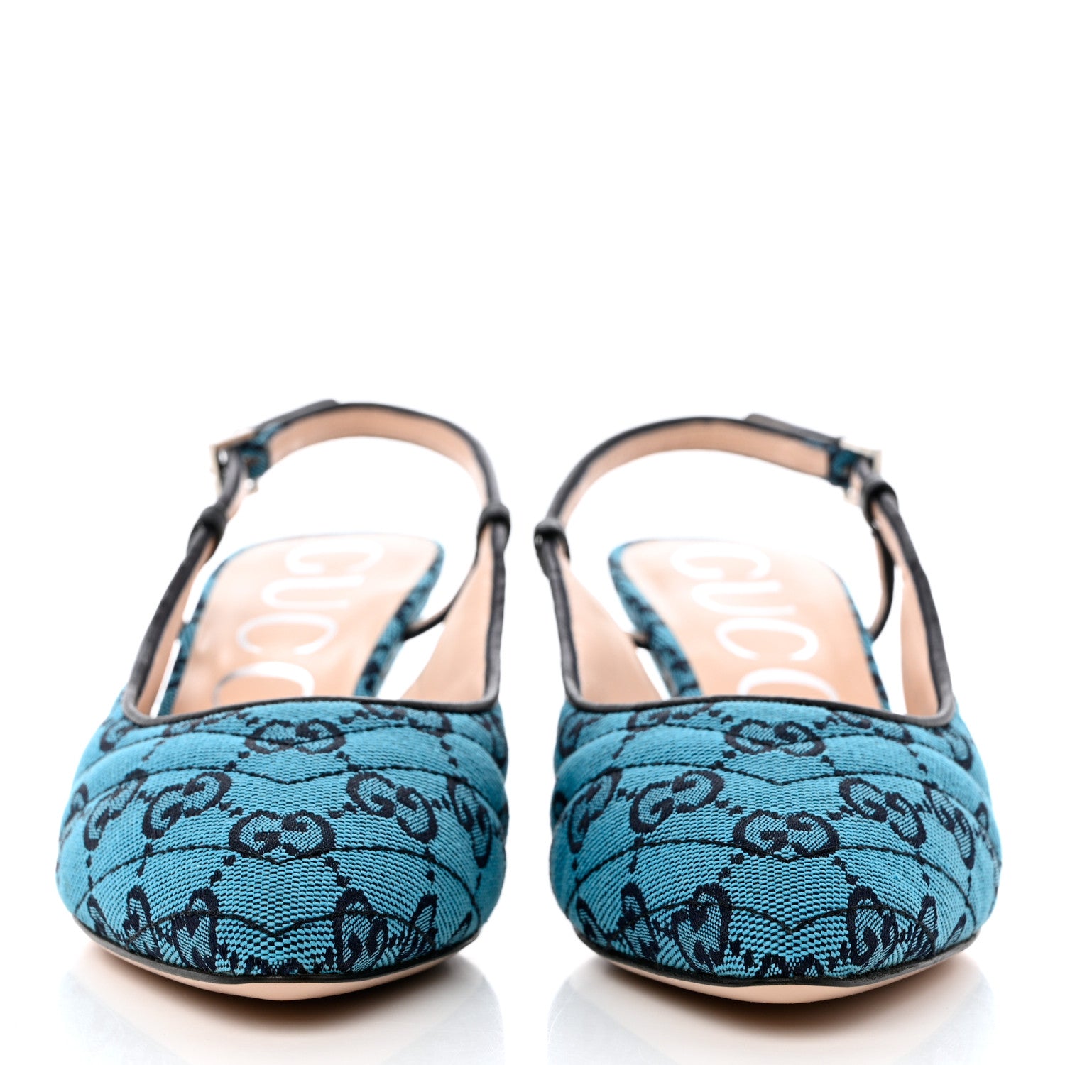 Gucci Monogram Multicolor Matelasse Nappa Double G 55mm Slingback Pumps 36.5 Light Blue 2 of 12