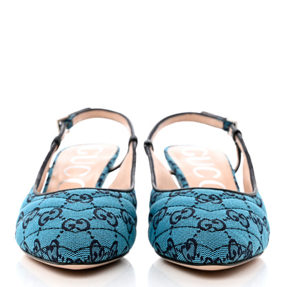 Gucci Monogram Multicolor Matelasse Nappa Double G 55mm Slingback Pumps 36.5 Light Blue 2 of 12