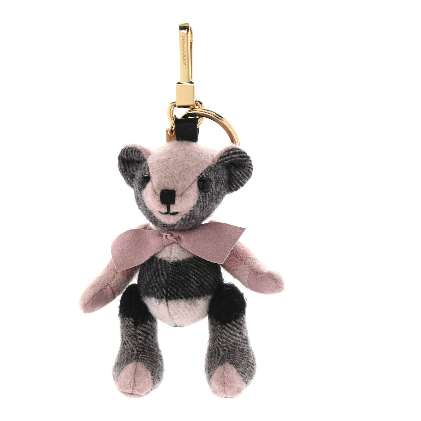 Cashmere Check Thomas Bear Keychain Charm Ash Rose