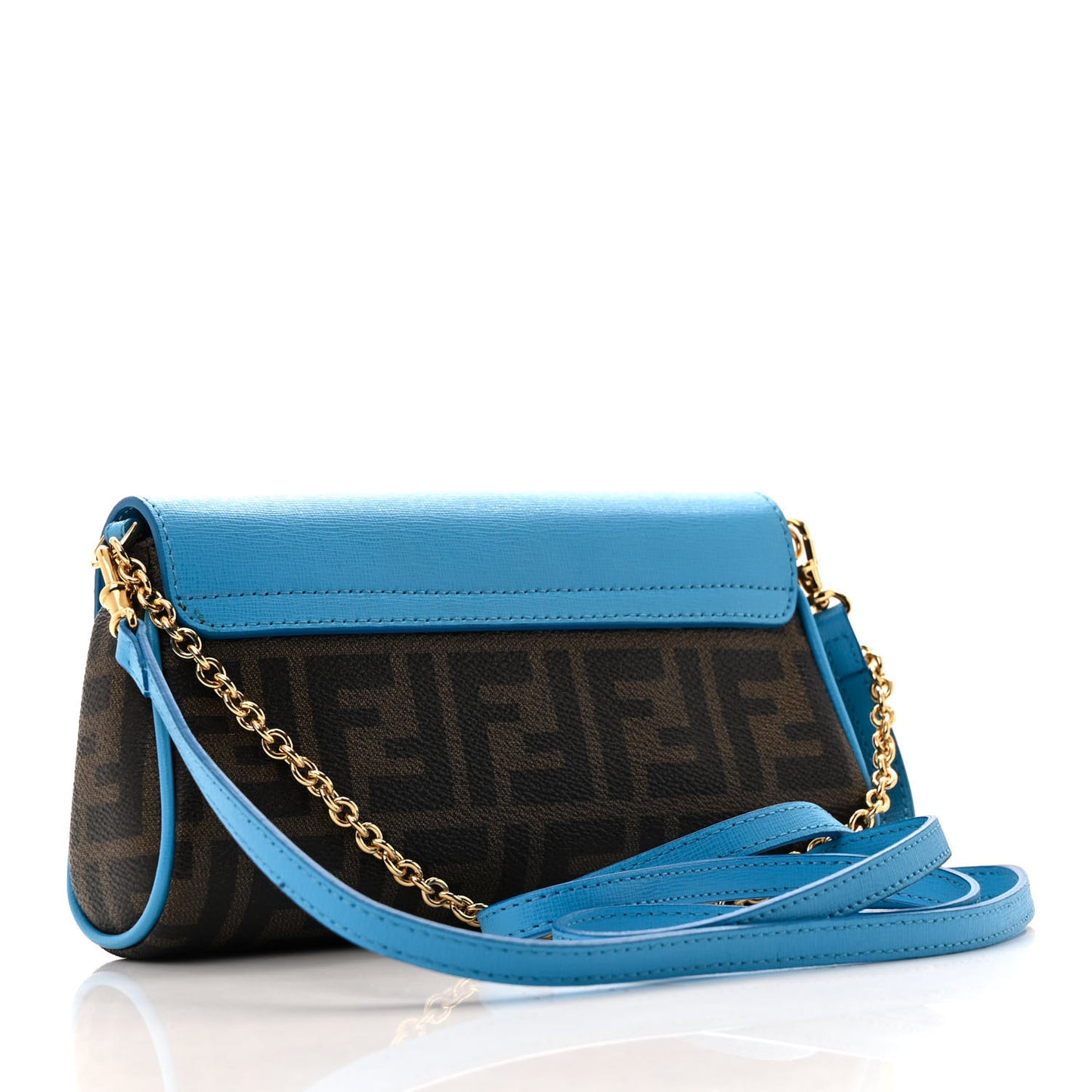 Zucca Spalmati Vitello Elite Flap Crossbody Bag Tobacco Turquoise