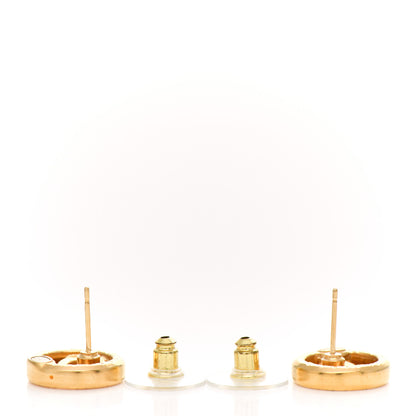 Chanel Metal Crystal Textured CC Round Earrings Gold 4 of 4