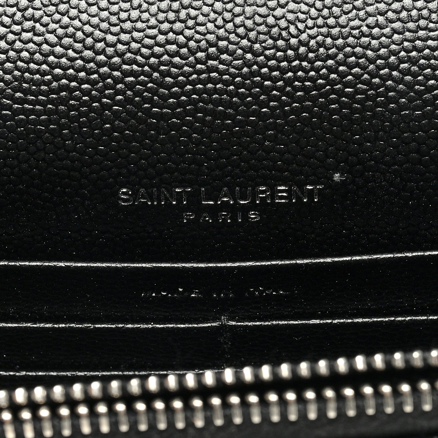 Saint Laurent Grain De Poudre Matelasse Chevron Monogram Envelope Chain Wallet Black 6 of 10