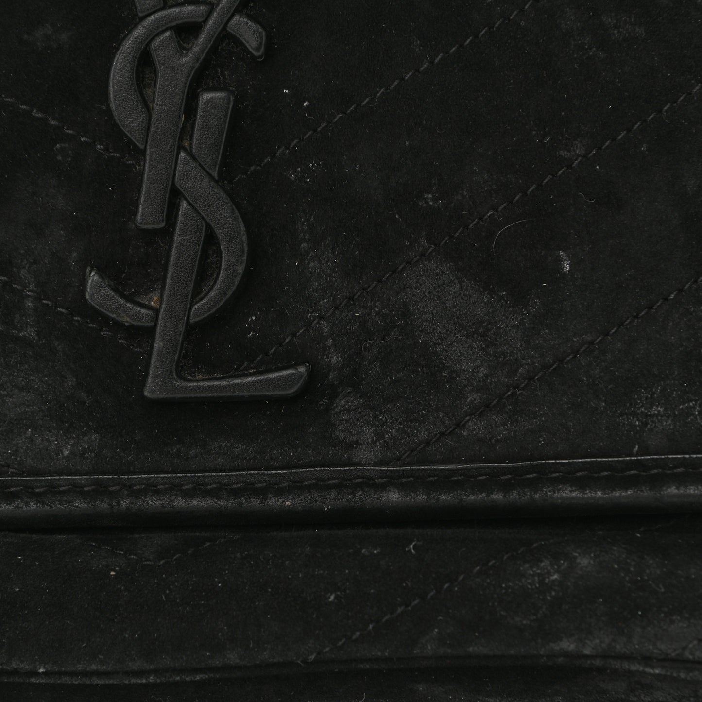 Suede Monogram Medium Niki Chain Satchel Black