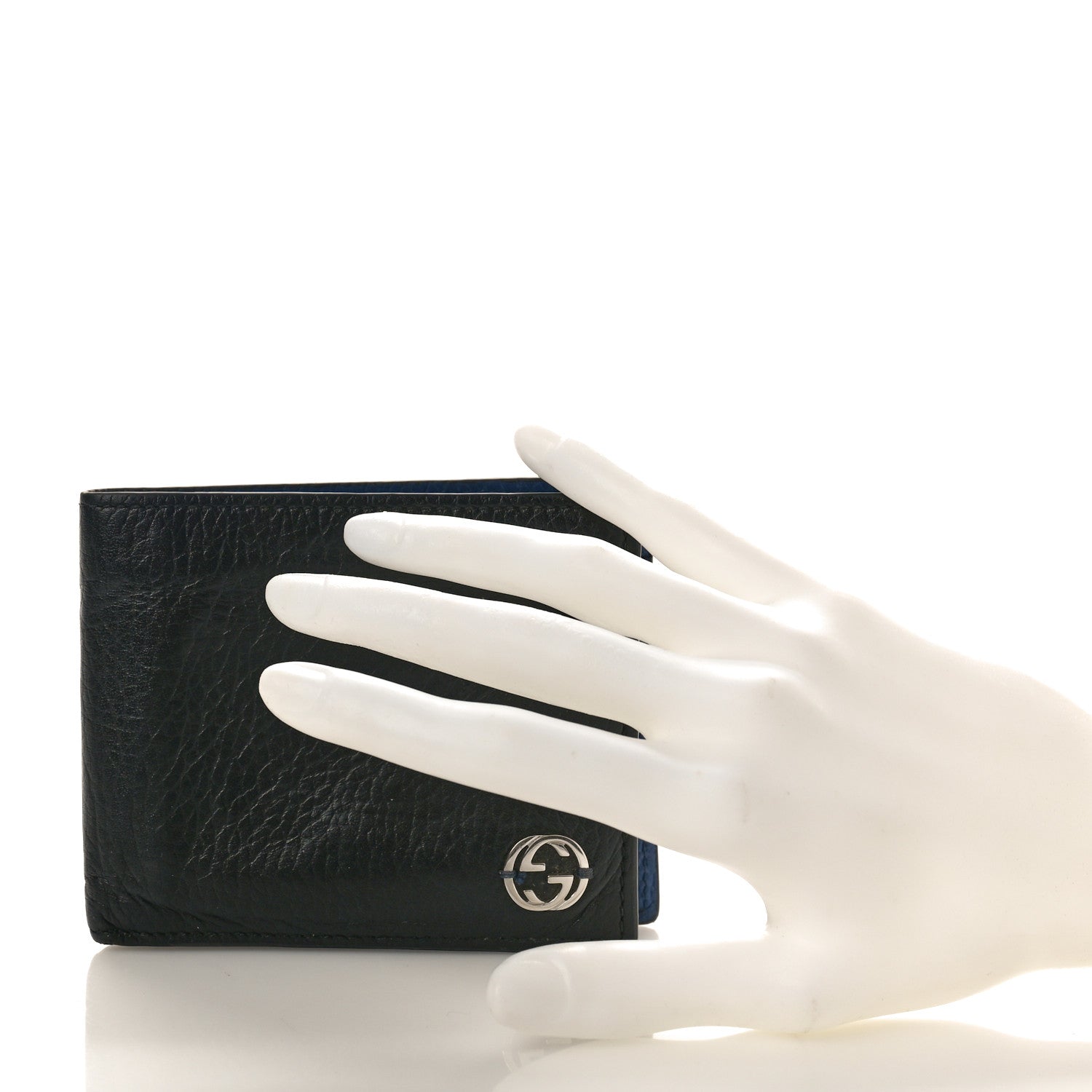 Gucci Dollar Calfskin Bi-Color Interlocking G Bi-Fold Wallet Black Caspian 2 of 8