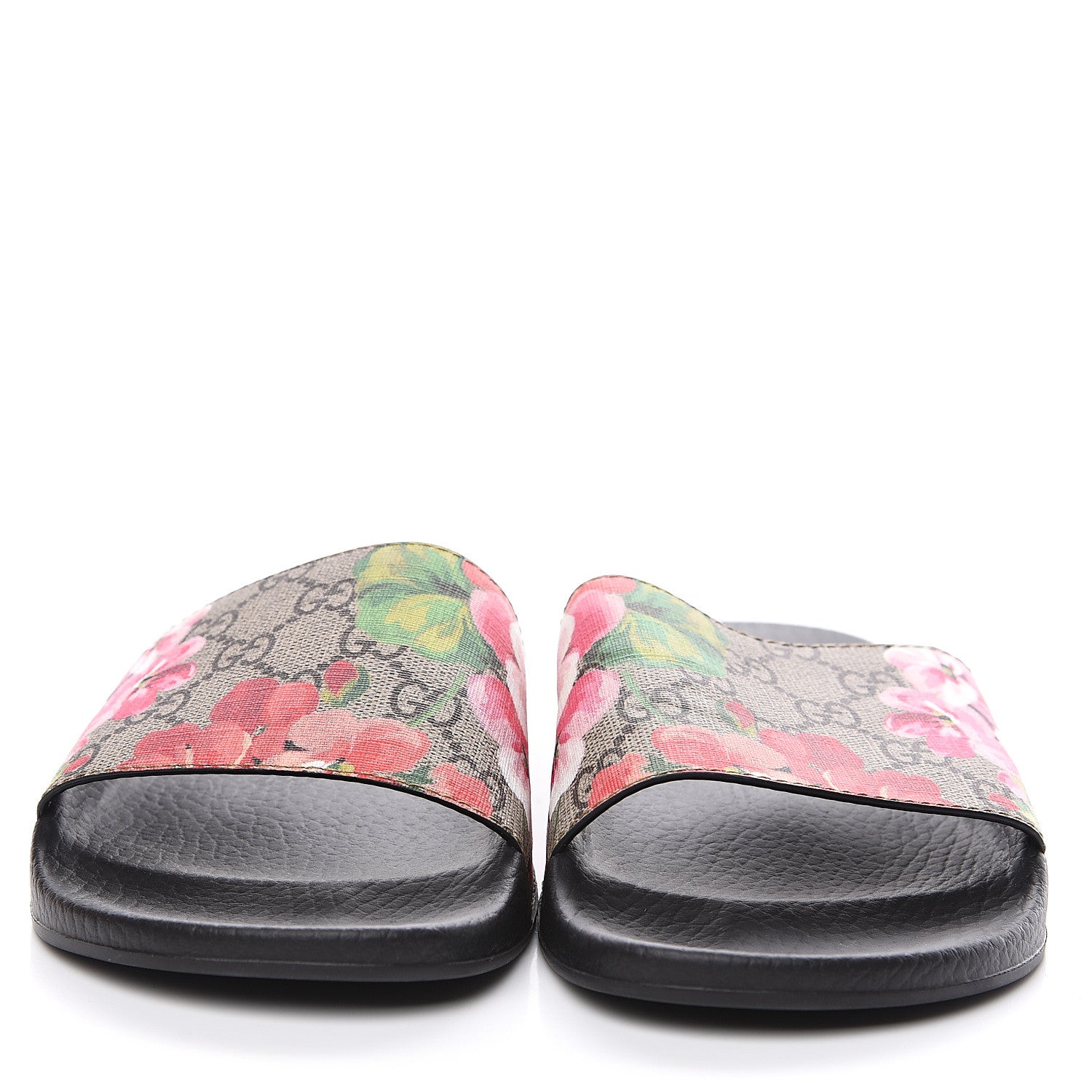 Gucci GG Supreme Monogram Blooms Slide Sandals 38 Beige Multicolor 2 of 7
