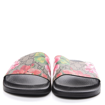 Gucci GG Supreme Monogram Blooms Slide Sandals 38 Beige Multicolor 2 of 7
