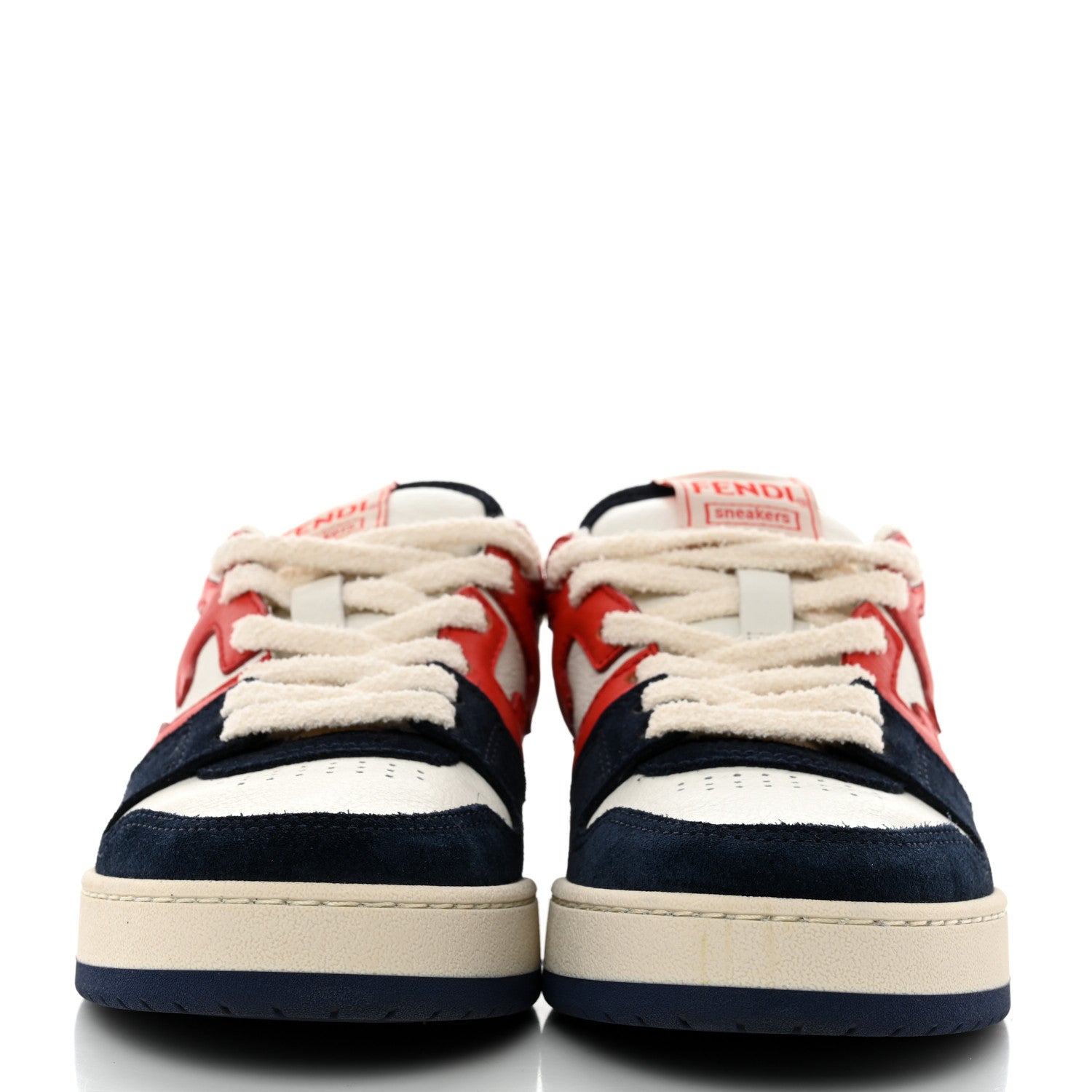 Fendi Calfskin Suede Fendi Match Low Top Sneakers 37 Red Blue 2 of 9
