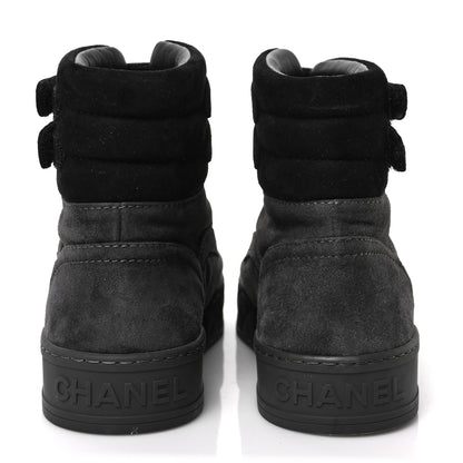 Chanel Suede Logo High Top Sneakers 37 Grey Black 5 of 8