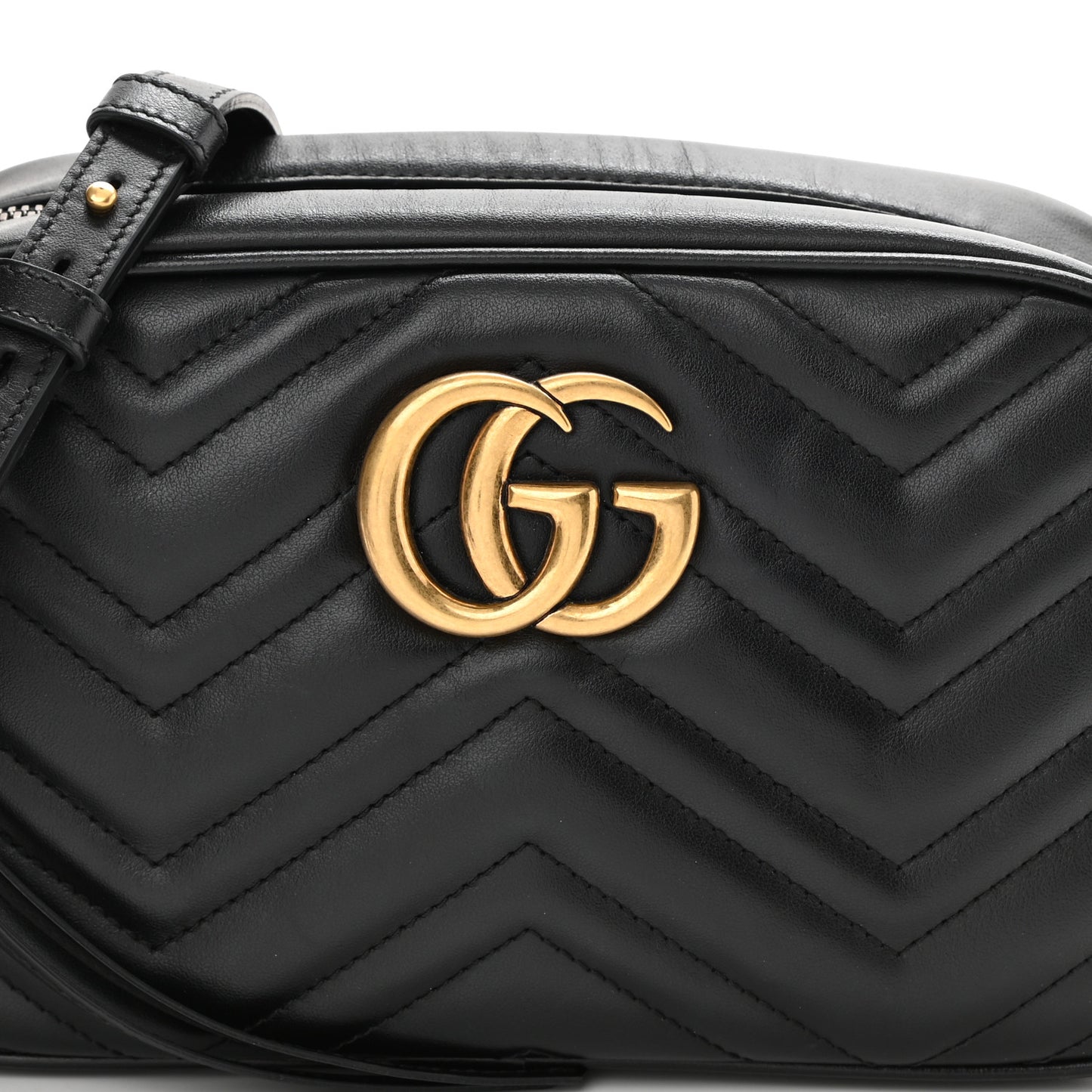 Calfskin Matelasse Small GG Marmont Chain Shoulder Bag Black