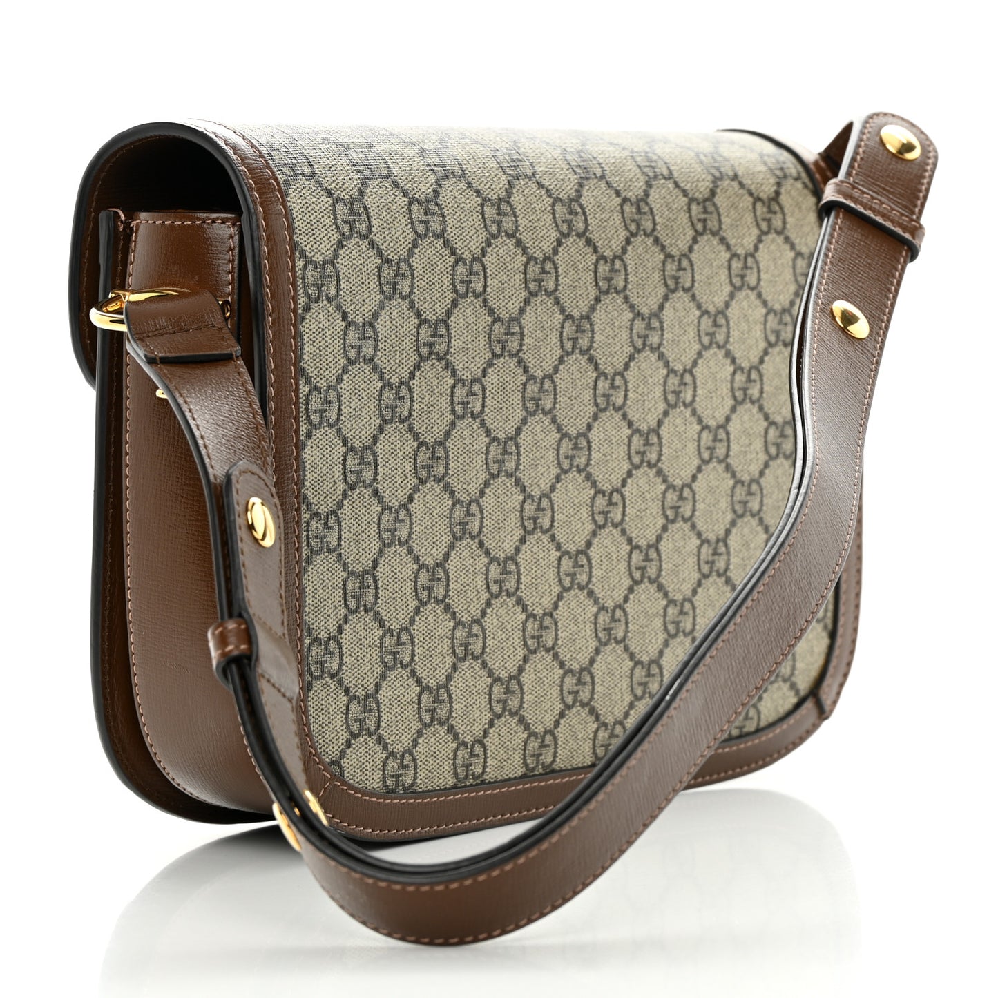 GG Supreme Monogram Horsebit 1955 Shoulder Bag Beige Brown Sugar