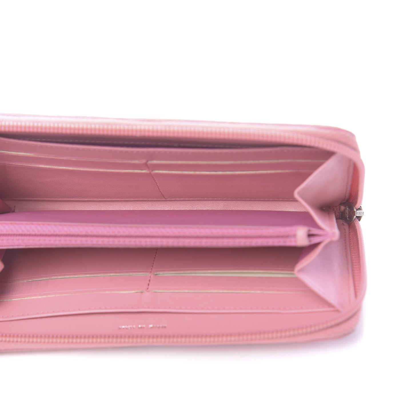 Lambskin Camellia Embossed Zip Around Large Gusset Wallet Pink