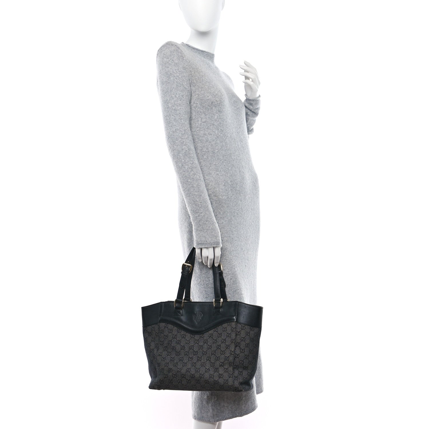 Gucci Monogram Crest Tote Black 2 of 14