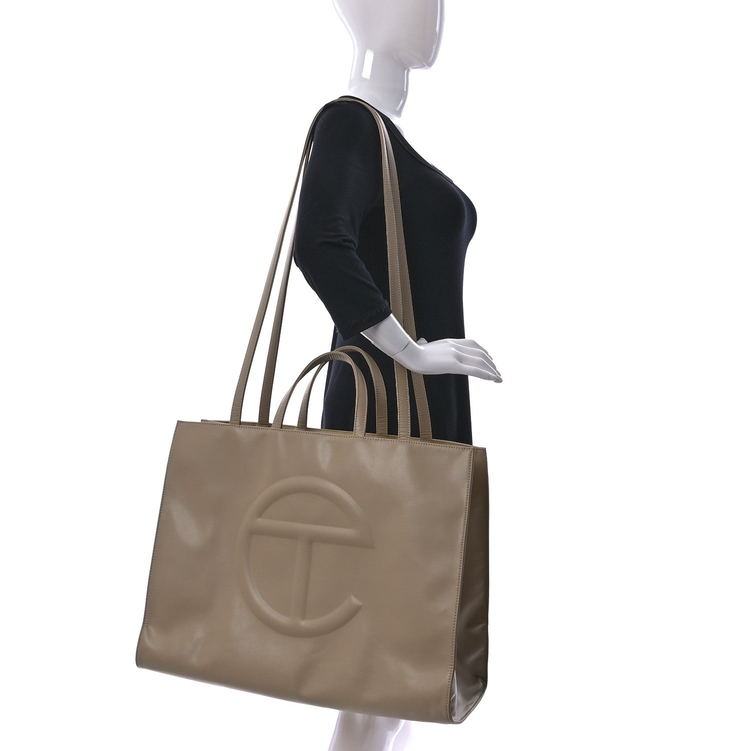 Telfar Vegan Leather Large Shopping Bag Cream 2 of 12