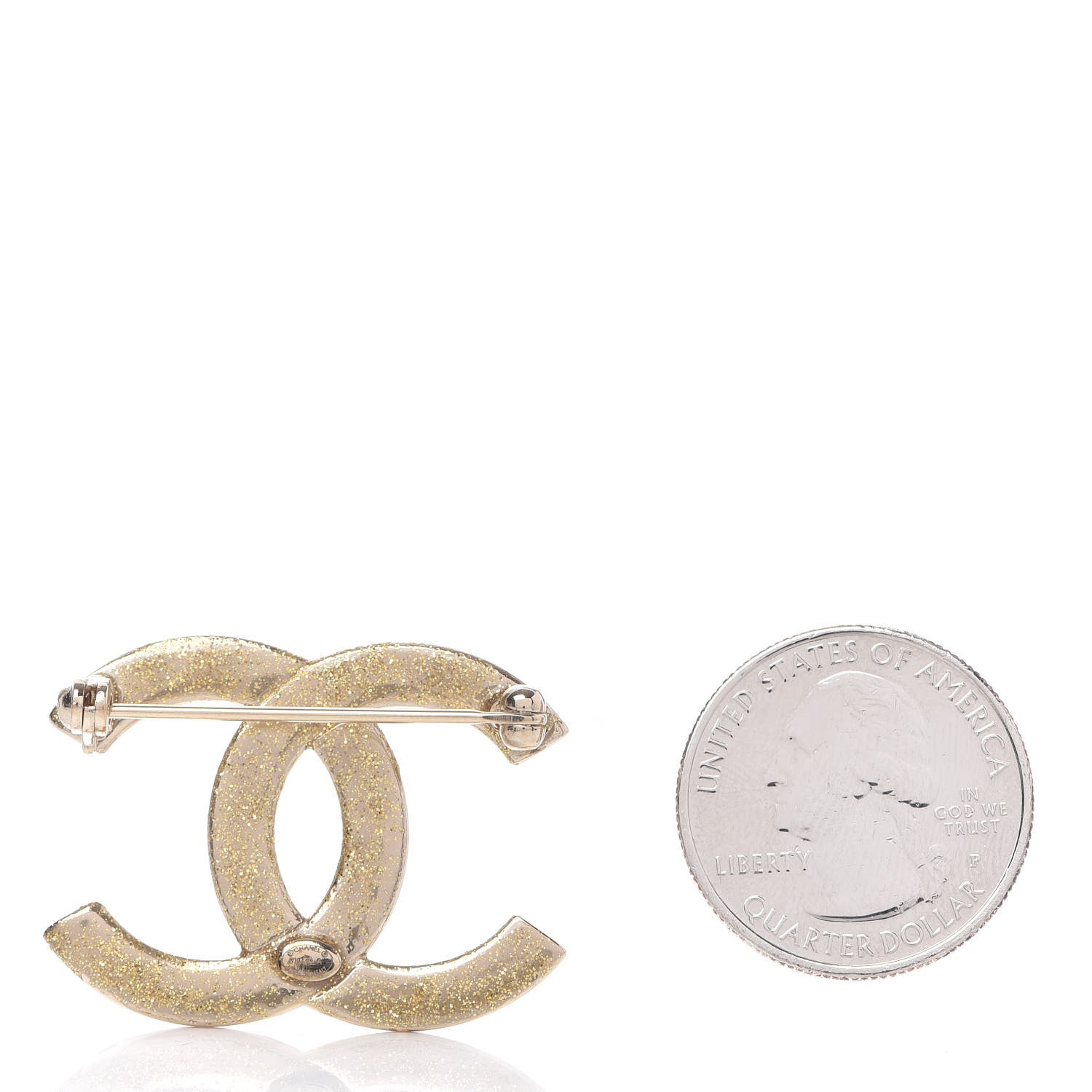 Chanel Crystal CC Brooch Light Gold 3 of 5