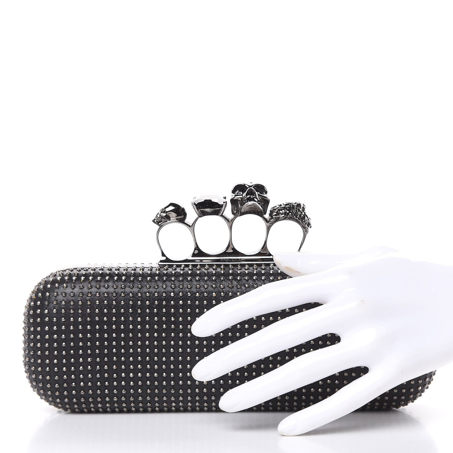 Nappa Studded Knucklebox Clutch Black