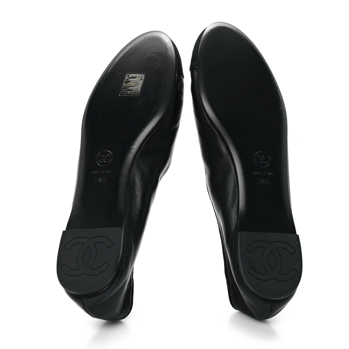 Lambskin Grosgrain Cap Toe CC Ballerina Flats With Leg Warmers 38.5 Black