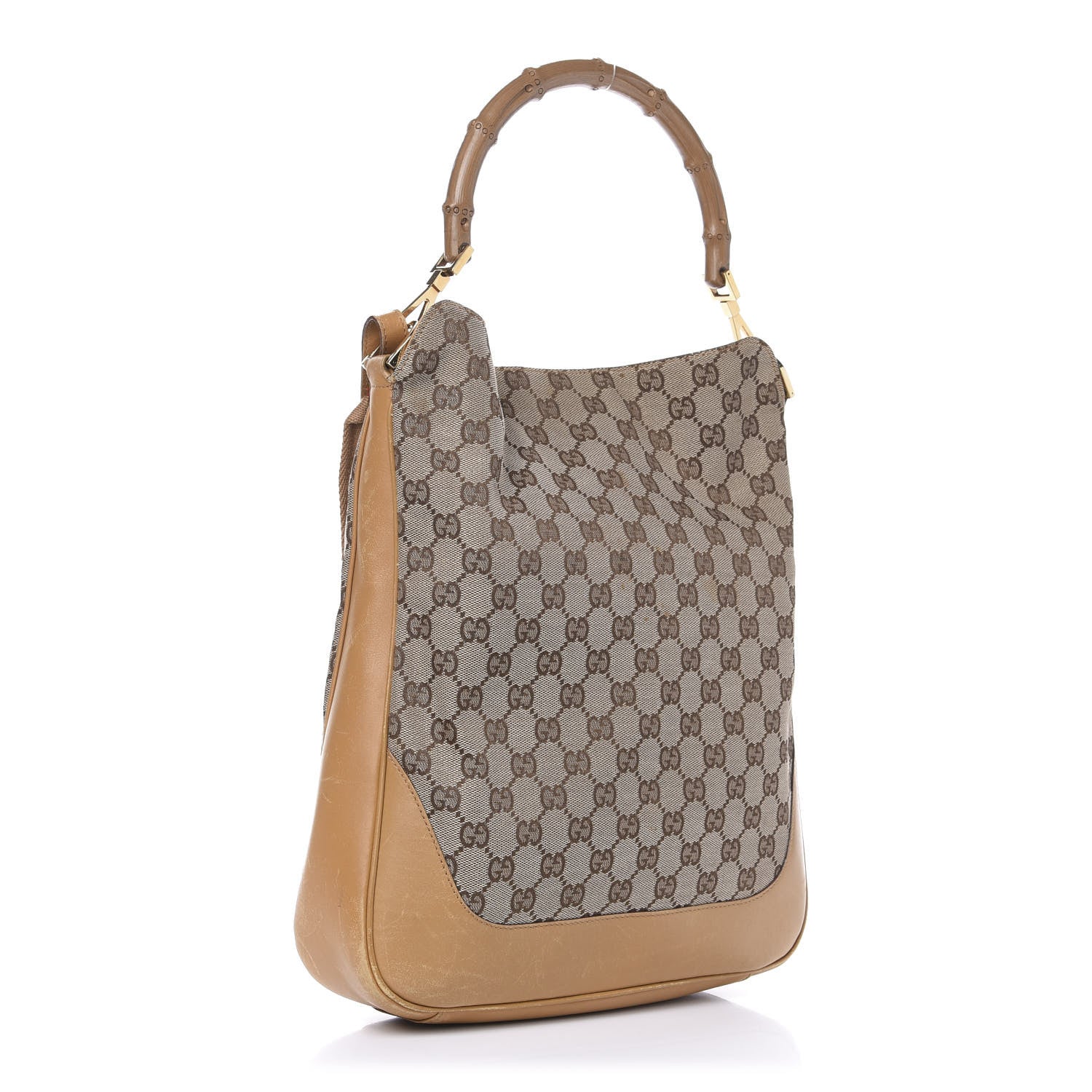 Gucci Monogram Large Bamboo Top Handle Bag Tan 4 of 19