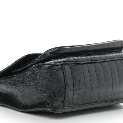 Saint Laurent Crocodile Embossed Lambskin Monogram Medium Niki Chain Satchel Black 10 of 11
