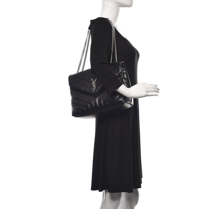 Saint Laurent Calfskin Y Quilted Monogram Medium Loulou Chain Satchel Black 2 of 10