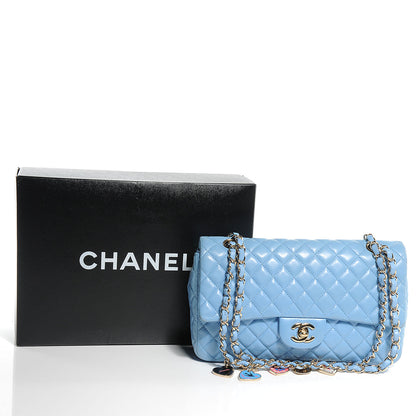 Chanel Lambskin Valentine Charms Medium Flap Baby Blue 5 of 8