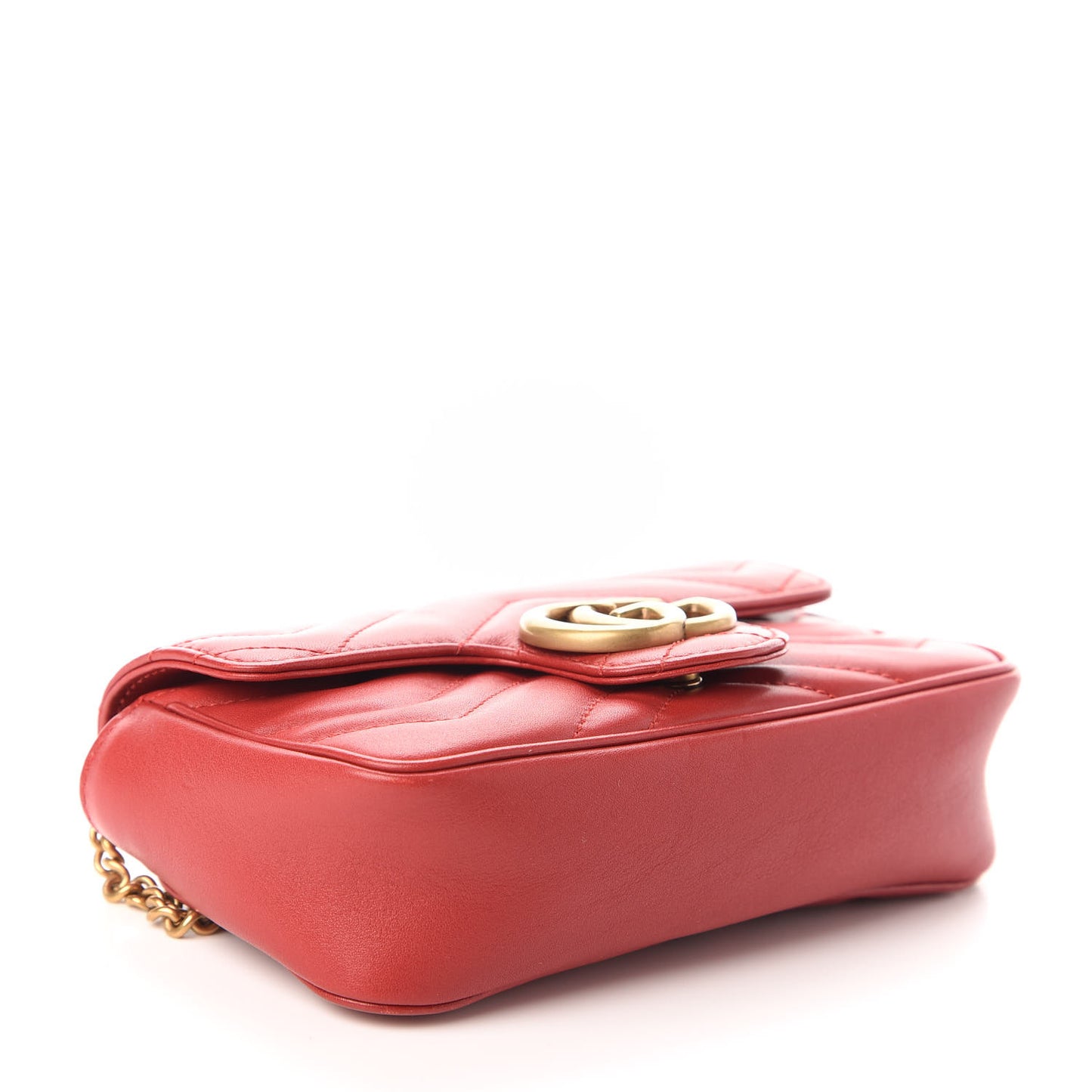 Calfskin Matelasse Super Mini GG Marmont Shoulder Bag Hibiscus Red
