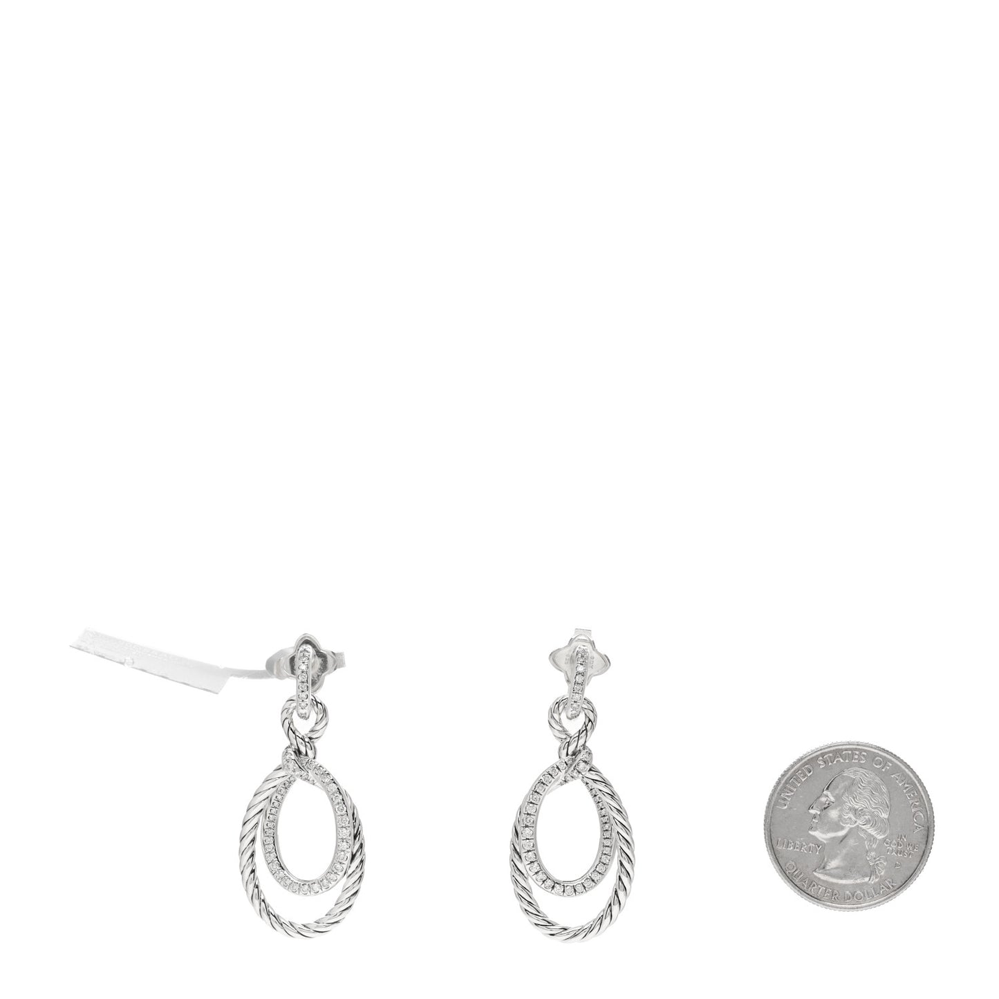 Sterling Silver Diamond 35mm Continuance Drop Earrings