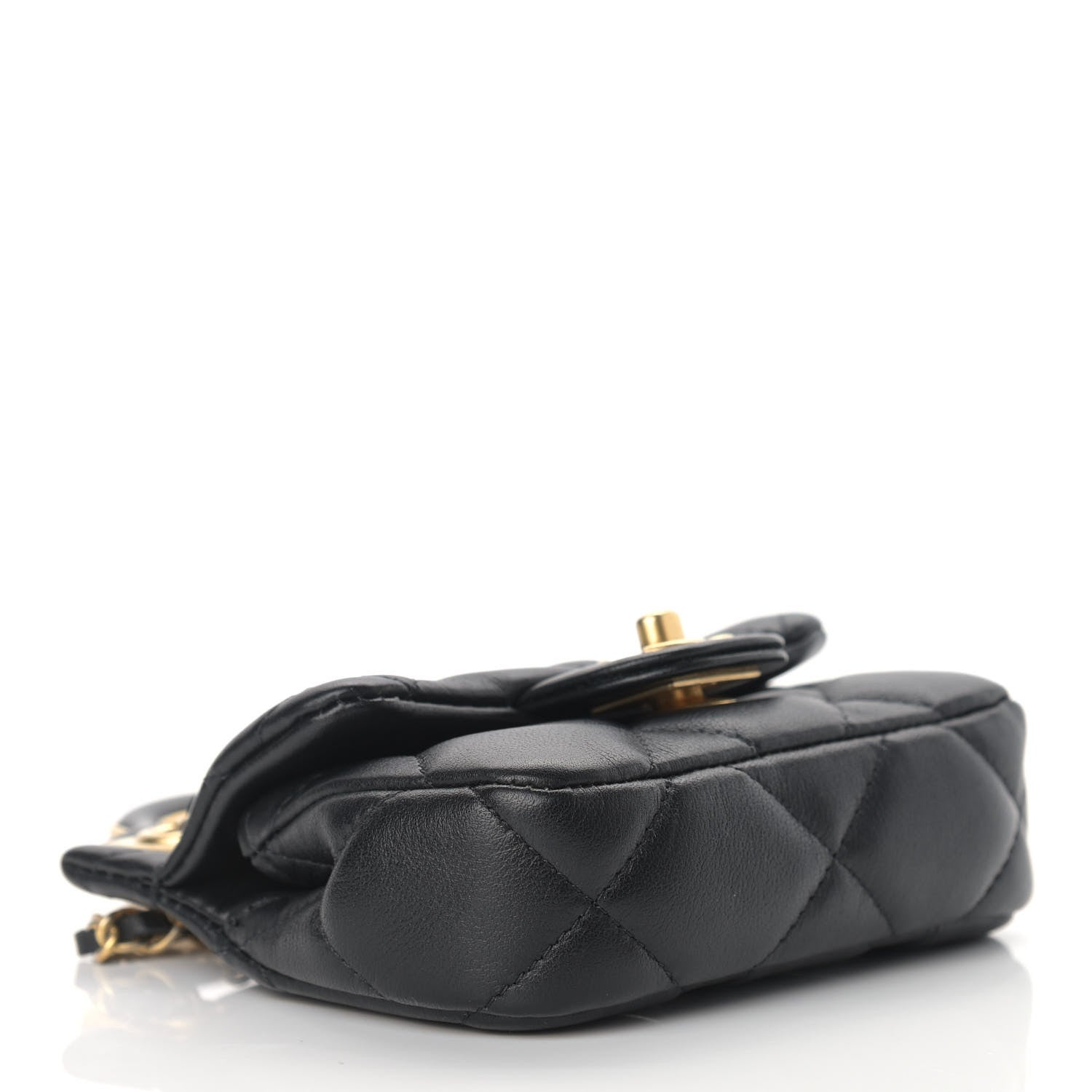 Chanel Calfskin Quilted Lady Handle Flap Card Holder With Chain Black 3 of 10