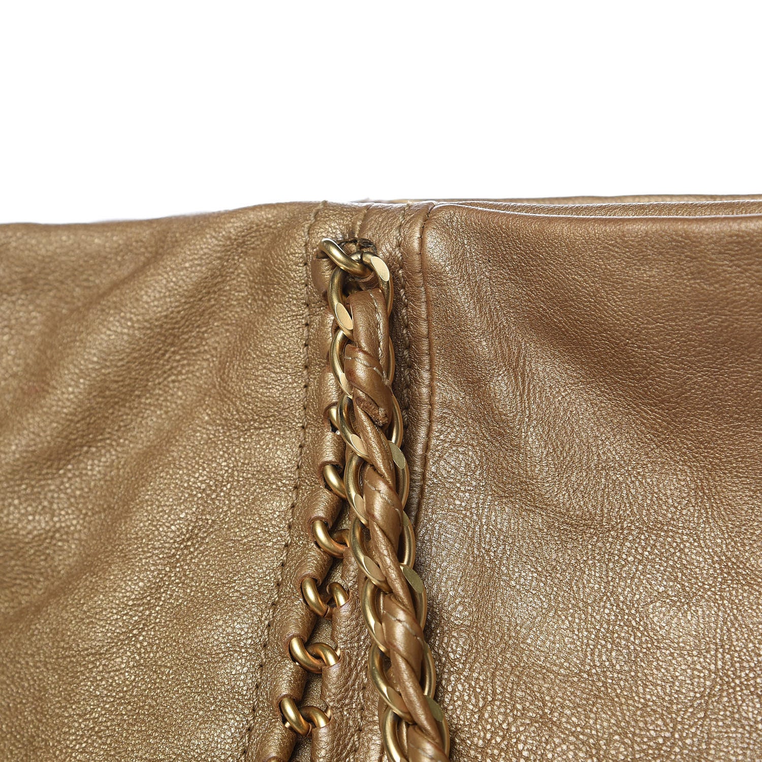 Chanel Metallic Goatskin Ligne Tote Gold 13 of 18