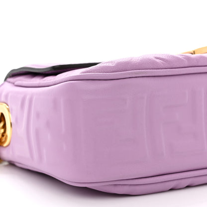 Fendi Nappa FF Embossed Small Midi Chain Baguette Violetta 9 of 10
