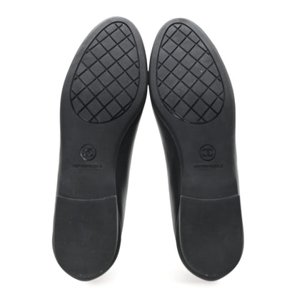 Chanel Lambskin Cap Toe CC Uniform Ballerina Flats 37.5 Black 6 of 10