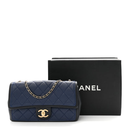 Chanel Lambskin Quilted Medium Graphic Flap Navy Black 11 of 11
