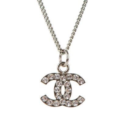 Chanel Crystal Timeless CC Necklace Silver 3 of 4
