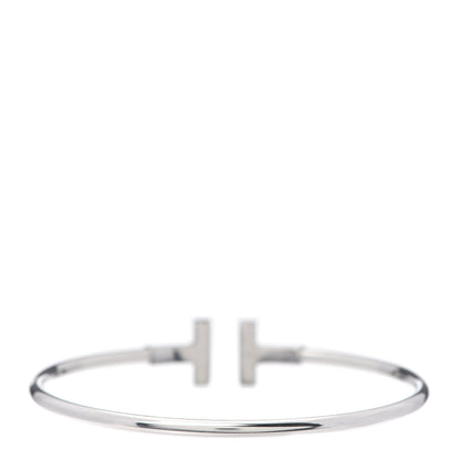 Tiffany 18K White Gold Blue Sapphire T Wire Bracelet 3 of 5
