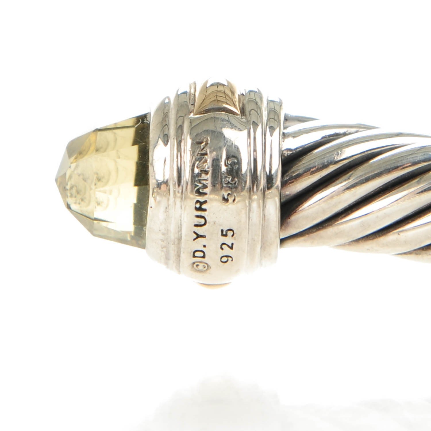 David Yurman Sterling Silver 14K Yellow Gold Lemon Citrine 7mm Cable Classics Bracelet 4 of 5