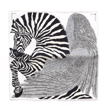 Hermes Silk Zebra Pegasus Nano Scarf 20 Black White 1 of 4