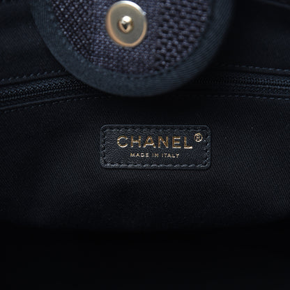 Chanel Straw Raffia Calfskin Striped Large Deauville Tote Black 6 of 10