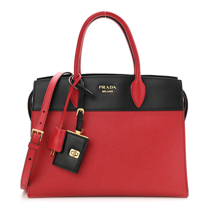 Prada Saffiano City Calfskin Medium Esplanade Fuoco Black 1 of 10