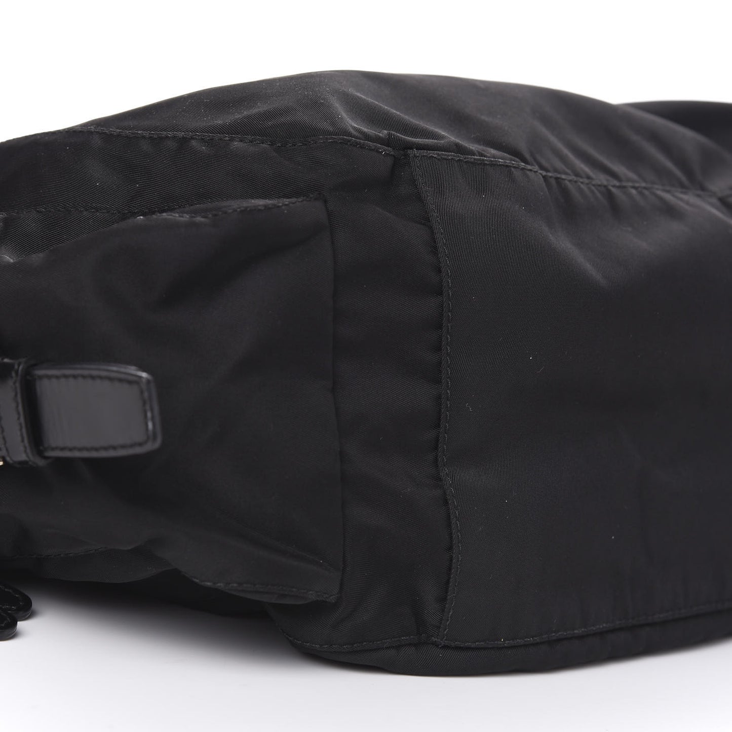 Tessuto Nylon Soft Calfskin Drawstring Shoulder Bag Black