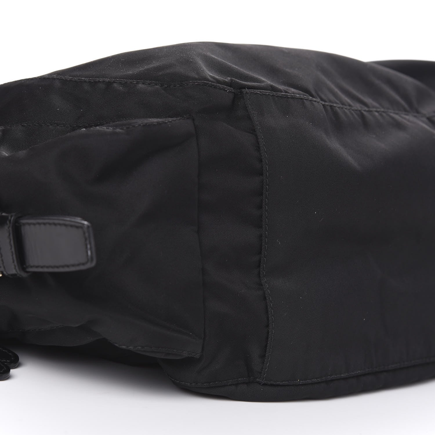 Prada Tessuto Nylon Soft Calfskin Drawstring Shoulder Bag Black 7 of 9