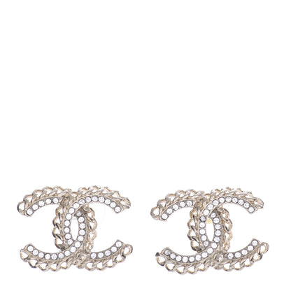Chanel Crystal Chain CC Earrings Gold 1 of 4