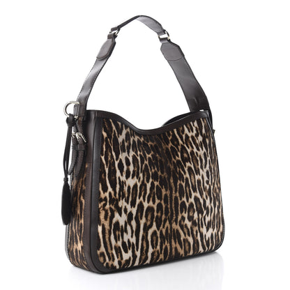 Gucci Calf Hair Leopard Print Medium Heritage Shoulder Bag Dark Brown 3 of 13