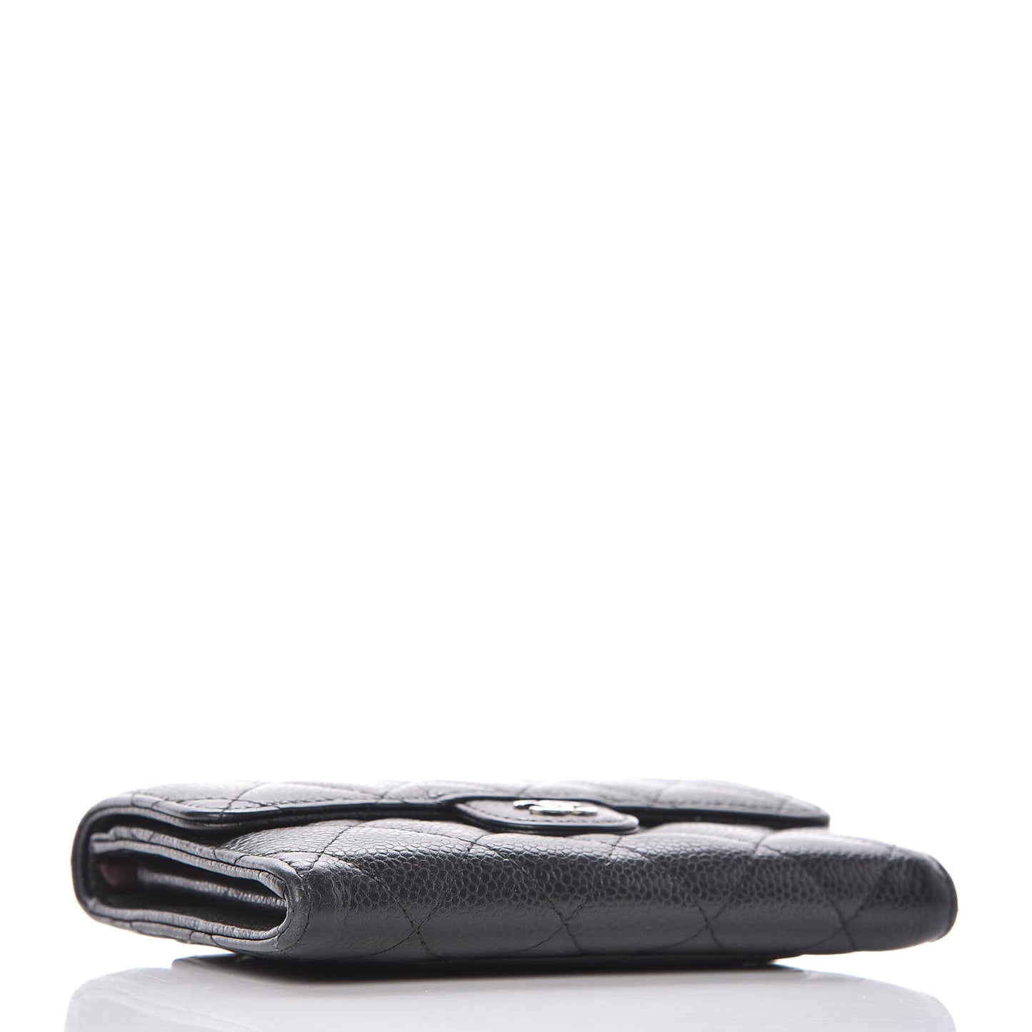 Caviar Quilted Small Flap Wallet Black