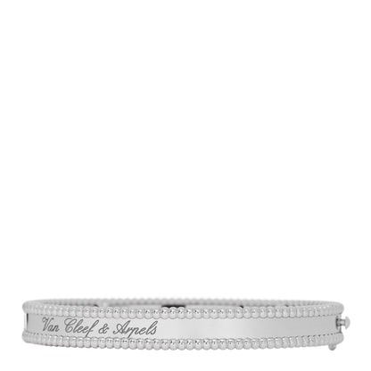 Van Cleef & Arpels 18K White Gold Perlee Signature Bangle Bracelet M 2 of 4