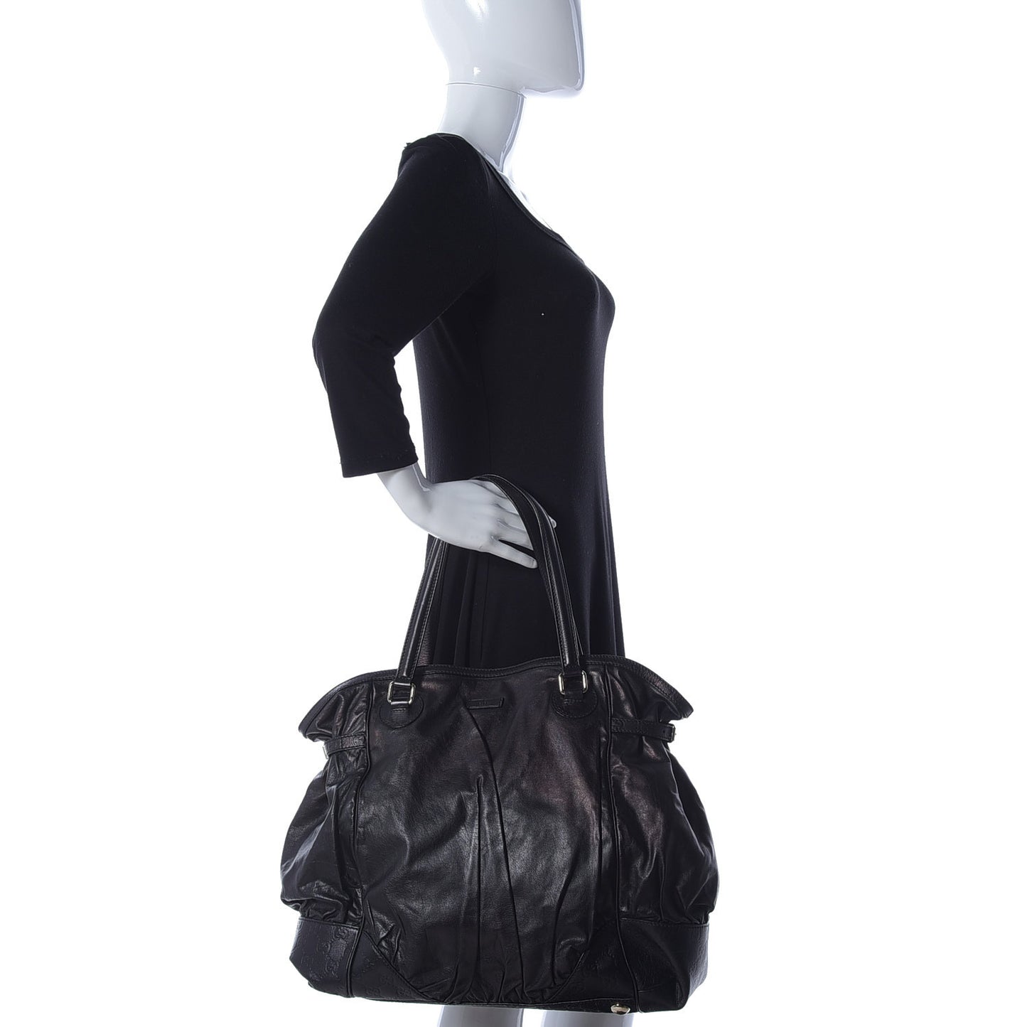 Calfskin Guccissima Large Full Moon Tote Black