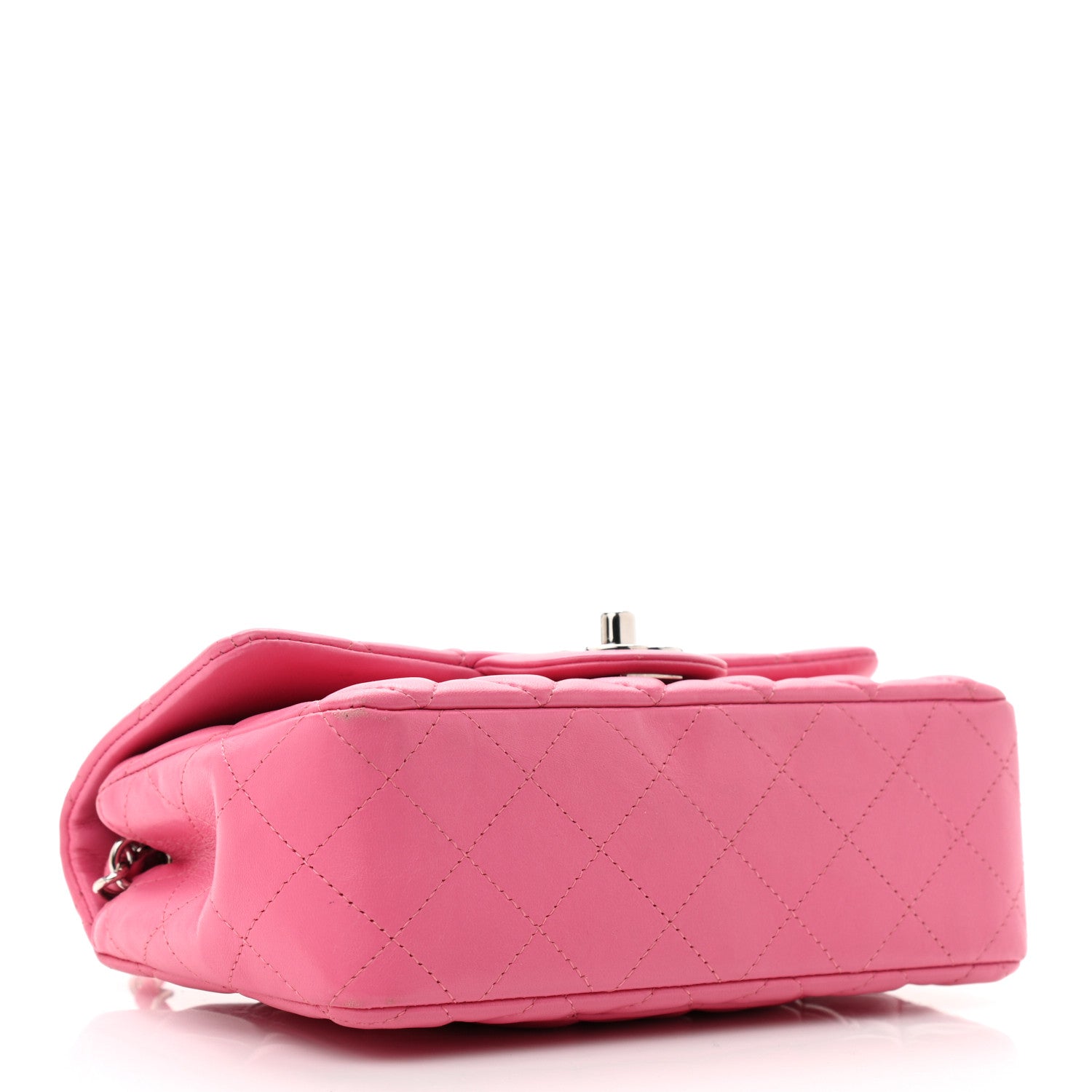 Chanel Lambskin Quilted Mini Rectangular Flap Dark Pink 4 of 14