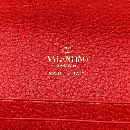 Valentino Garavani Pebbled Calfskin Rockstud Flip Lock Wallet On Chain Rouge Pur 6 of 11