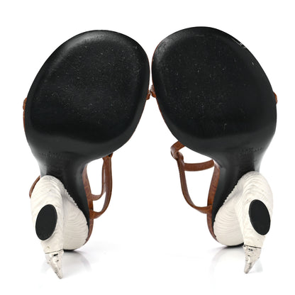 Givenchy Calfskin Crocodile Embossed Horn Sandals 37 Tan 5 of 8